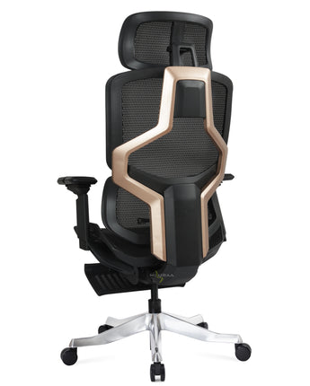 Black Seoul Imported Ergonomic Office & Home Chair with Synchro Tilt, Fabric Seat, Mesh Back, Lumbar Support, Adjustable Seat Depth, Arms & Headrest