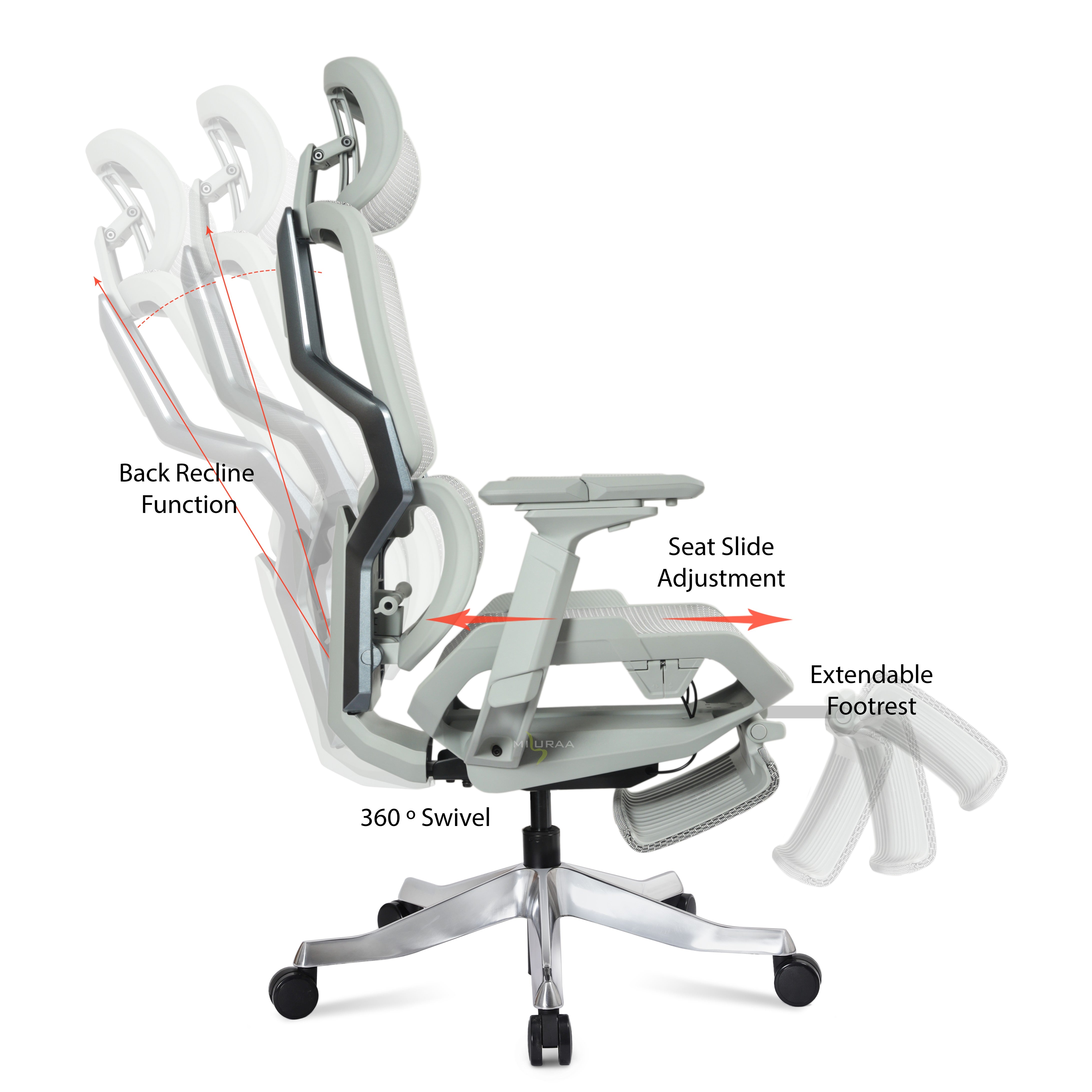 Buy Seoul Stylish Ergonomic Executive Office Chair (Grey) 🩶 – Misuraa