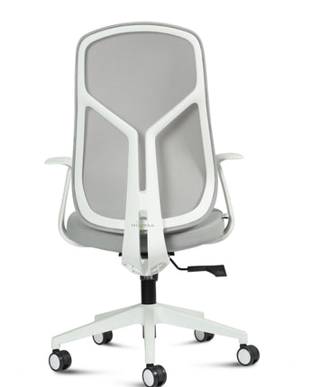 Seattle Imported Ergonomic Office & Home Chair – Mid Back, White | Synchro Tilt, Fabric Seat, Mesh Back, Lumbar Support, Adjustable Seat & Armrests