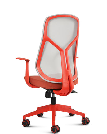 Seattle Ergonomic Office & Home Chair – Mid Back, Red | Imported Design with Advanced Synchro-Tilt Mechanism, Mesh Back, Fabric Seat, Lumbar Support, Adjustable Seat Depth, Armrests, and Headrest.