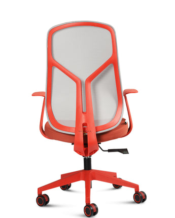 Seattle Ergonomic Office & Home Chair – Mid Back, Red | Imported Design with Advanced Synchro-Tilt Mechanism, Mesh Back, Fabric Seat, Lumbar Support, Adjustable Seat Depth, Armrests, and Headrest.