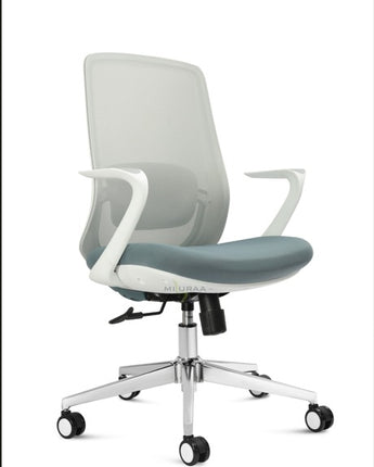 Prague Mid Back Office Chair (White & Blue)